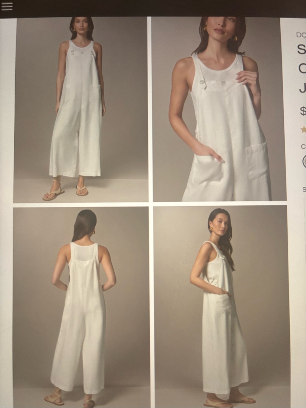 Donna Karan Ivory Wide-Leg Linen Jumpsuit